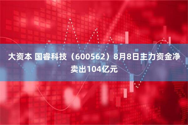 大资本 国睿科技（600562）8月8日主力资金净卖出104亿元