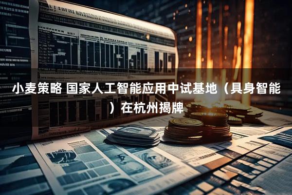 小麦策略 国家人工智能应用中试基地（具身智能）在杭州揭牌